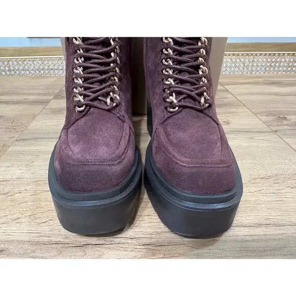 Sam Edelman Lovrin Bootie Spiced Pecan Size 5.5 NWOT Gold Details Dark Burgundy - Picture 6 of 13